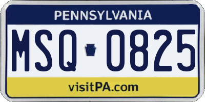 PA license plate MSQ0825