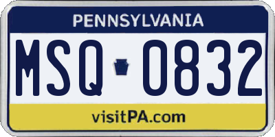 PA license plate MSQ0832