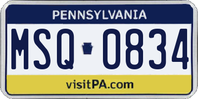 PA license plate MSQ0834