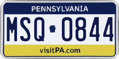 PA license plate MSQ0844