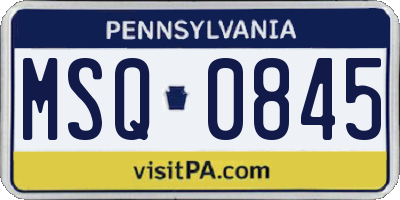 PA license plate MSQ0845