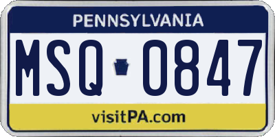 PA license plate MSQ0847