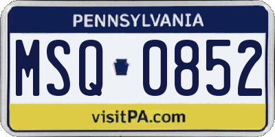 PA license plate MSQ0852