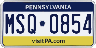 PA license plate MSQ0854