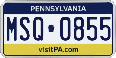 PA license plate MSQ0855