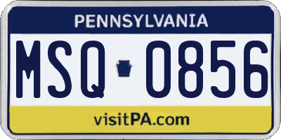 PA license plate MSQ0856