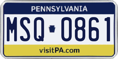 PA license plate MSQ0861