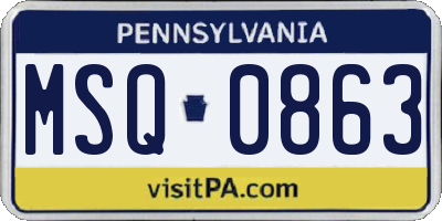 PA license plate MSQ0863