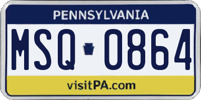 PA license plate MSQ0864