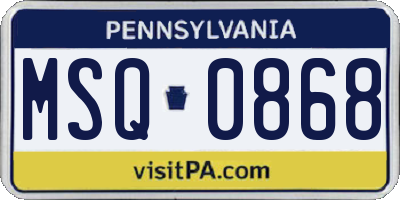 PA license plate MSQ0868