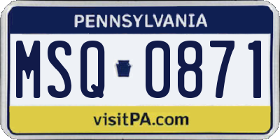 PA license plate MSQ0871
