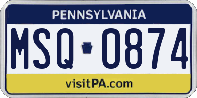 PA license plate MSQ0874