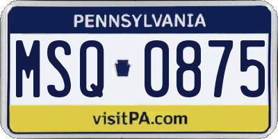 PA license plate MSQ0875