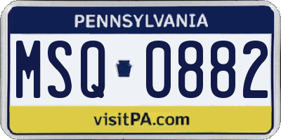 PA license plate MSQ0882