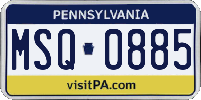 PA license plate MSQ0885