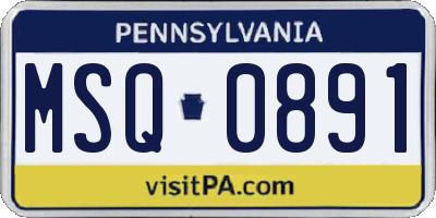 PA license plate MSQ0891