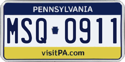 PA license plate MSQ0911