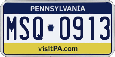 PA license plate MSQ0913