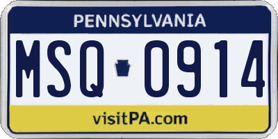 PA license plate MSQ0914