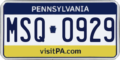 PA license plate MSQ0929