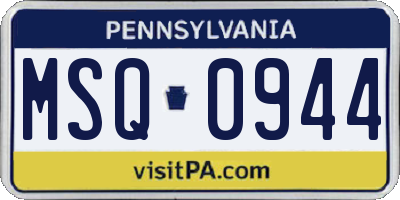 PA license plate MSQ0944