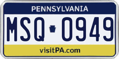 PA license plate MSQ0949