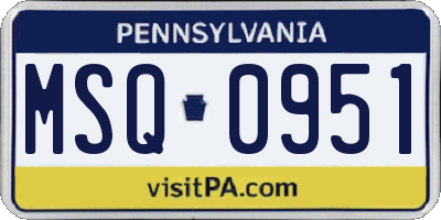 PA license plate MSQ0951