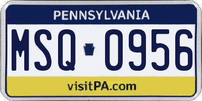 PA license plate MSQ0956