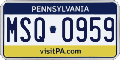 PA license plate MSQ0959
