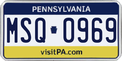 PA license plate MSQ0969