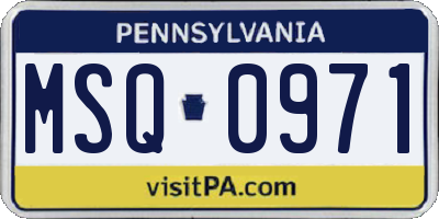 PA license plate MSQ0971