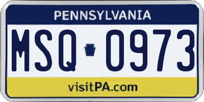 PA license plate MSQ0973