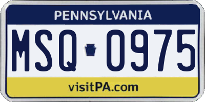 PA license plate MSQ0975