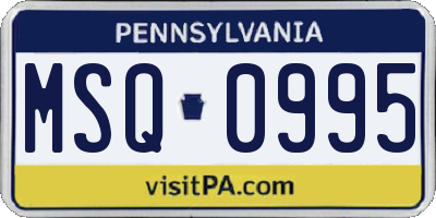 PA license plate MSQ0995