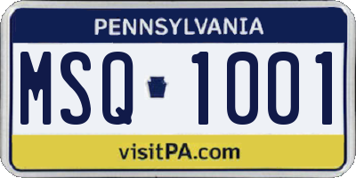 PA license plate MSQ1001
