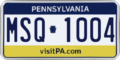PA license plate MSQ1004