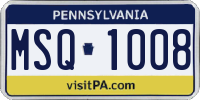 PA license plate MSQ1008