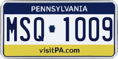 PA license plate MSQ1009