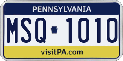 PA license plate MSQ1010