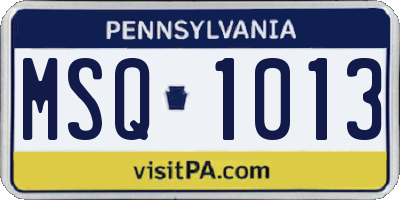 PA license plate MSQ1013