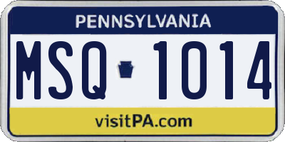 PA license plate MSQ1014
