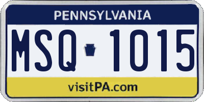 PA license plate MSQ1015