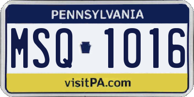 PA license plate MSQ1016