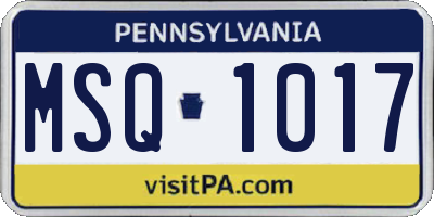 PA license plate MSQ1017
