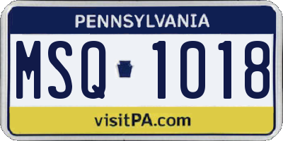 PA license plate MSQ1018