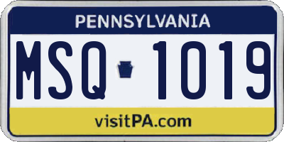 PA license plate MSQ1019