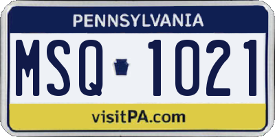 PA license plate MSQ1021
