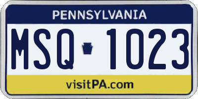 PA license plate MSQ1023