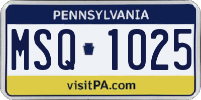 PA license plate MSQ1025
