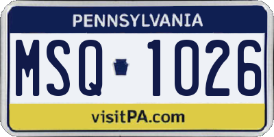 PA license plate MSQ1026